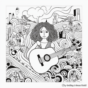 Vibrant Aesthetic Coloring Pages Inspired by Music 4