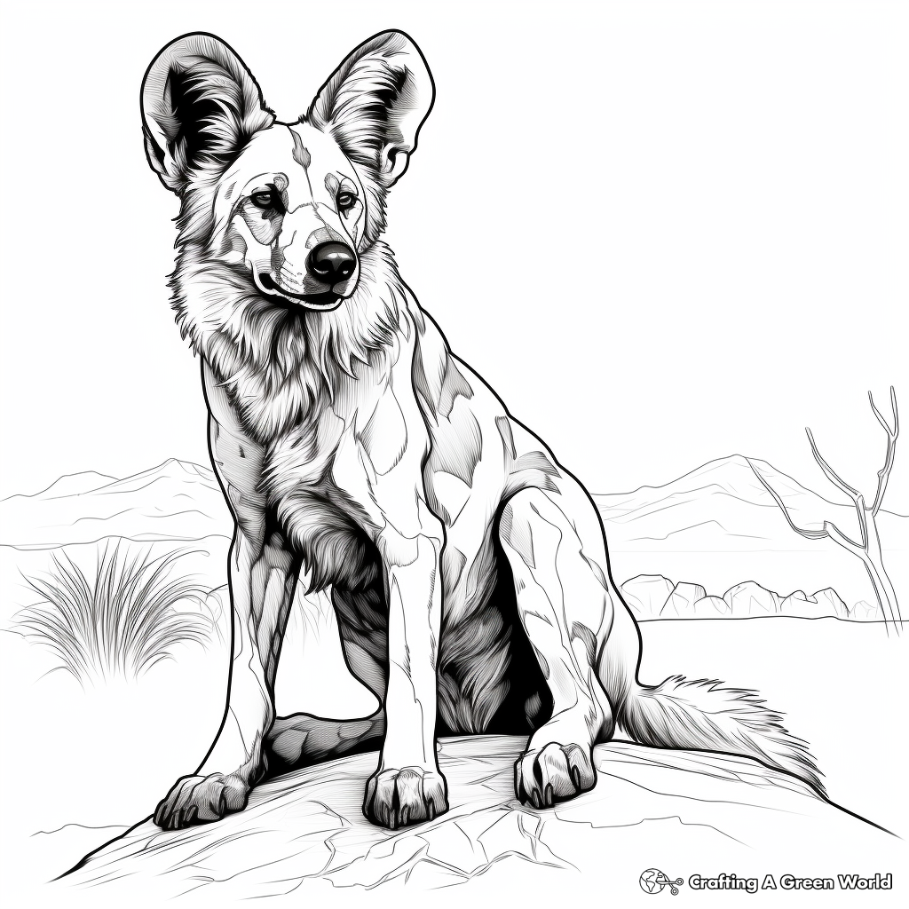 Vibrant African Wild Dog Coloring Pages for Advanced Colorists 2