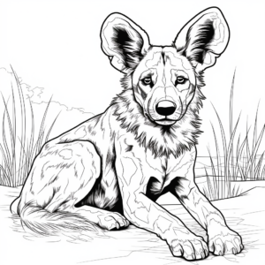Vibrant African Wild Dog Coloring Pages for Advanced Colorists 3