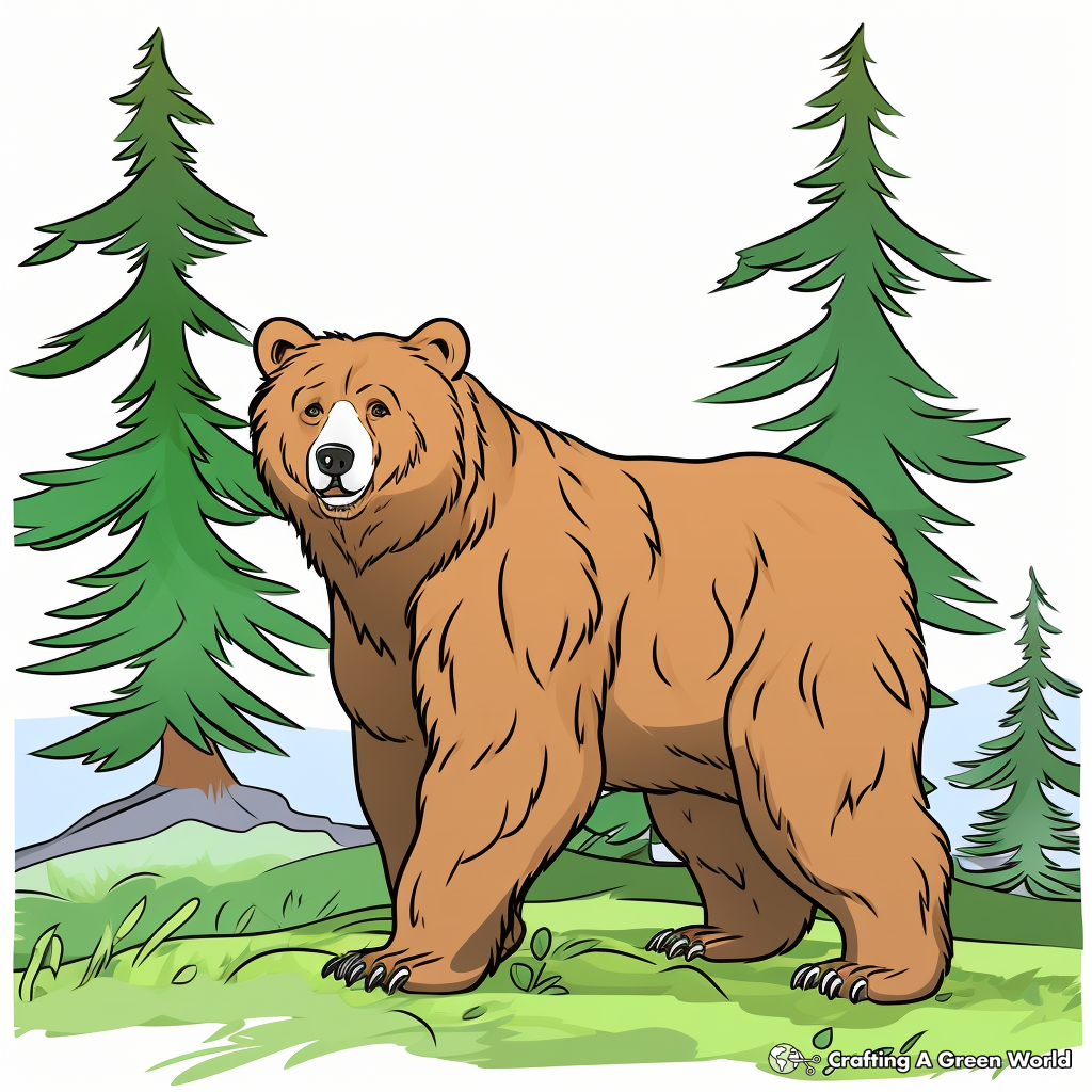 Vibrant Alaska Peninsula Brown Bear Coloring Pages 1