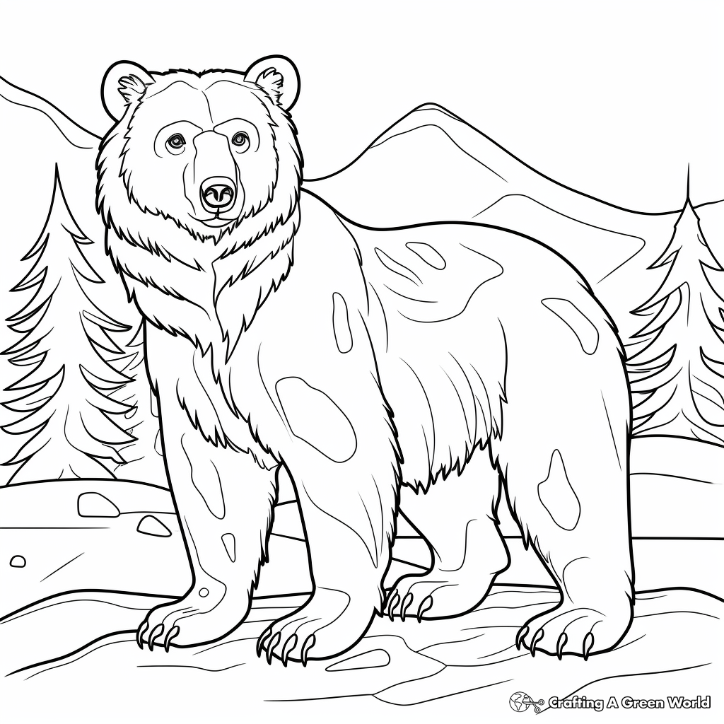 Vibrant Alaska Peninsula Brown Bear Coloring Pages 3