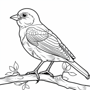 Vibrant American Goldfinch in Summer Coloring Pages 1