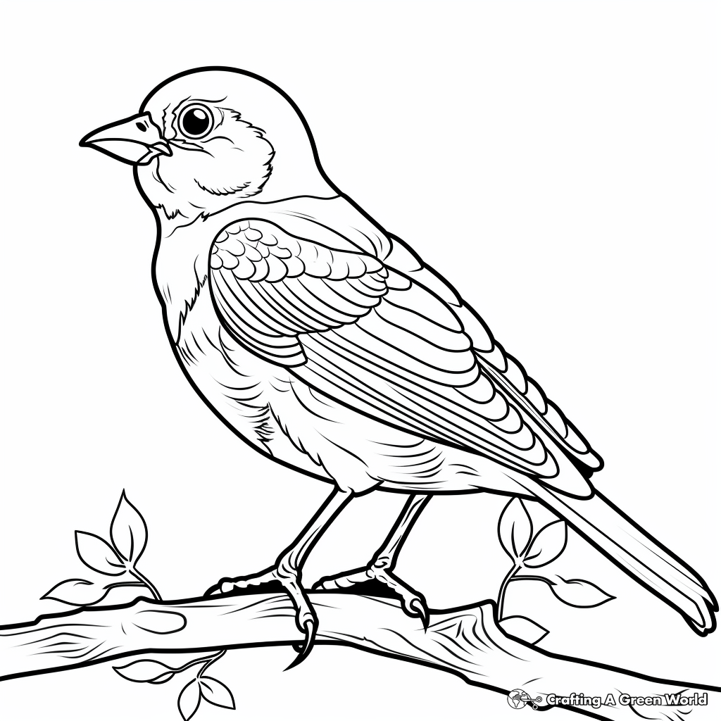 Vibrant American Goldfinch in Summer Coloring Pages 1