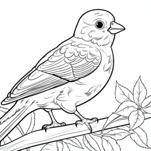 Vibrant American Goldfinch in Summer Coloring Pages 2