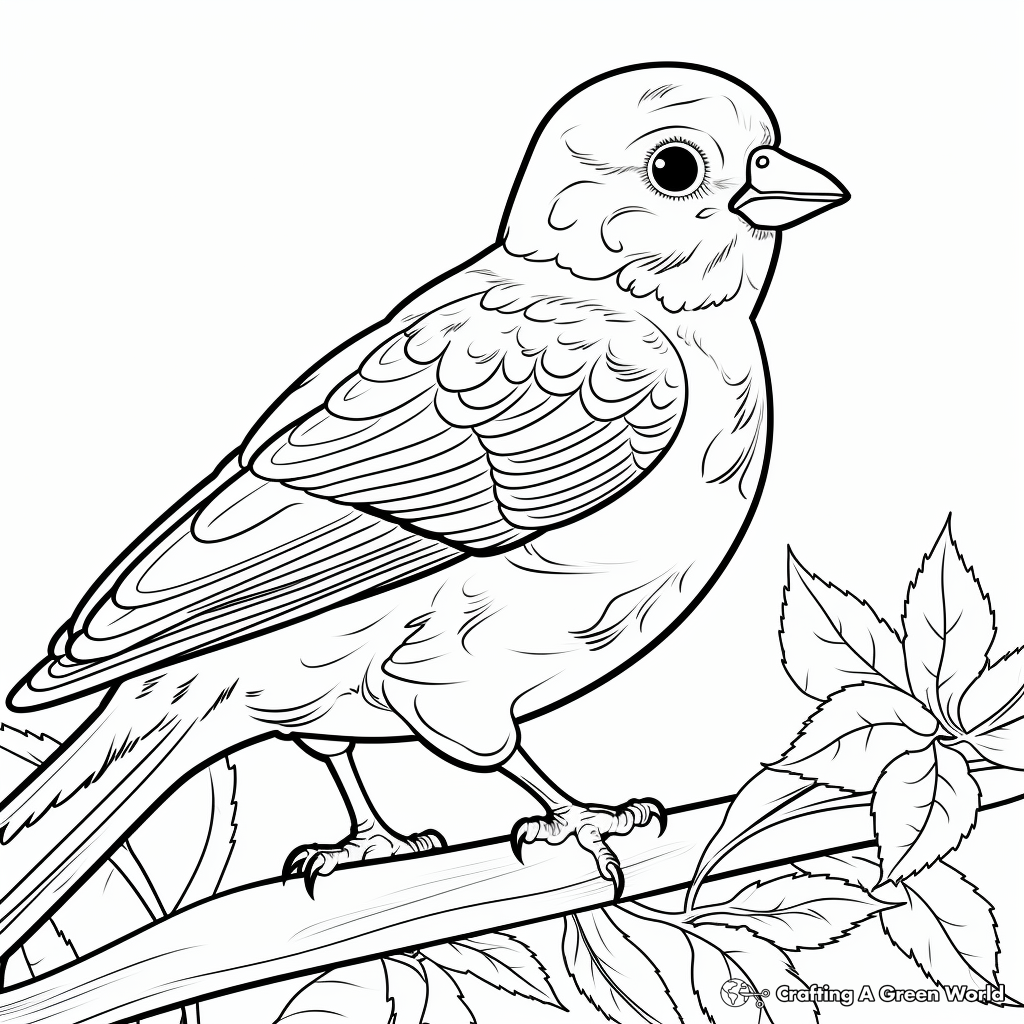 Vibrant American Goldfinch in Summer Coloring Pages 2