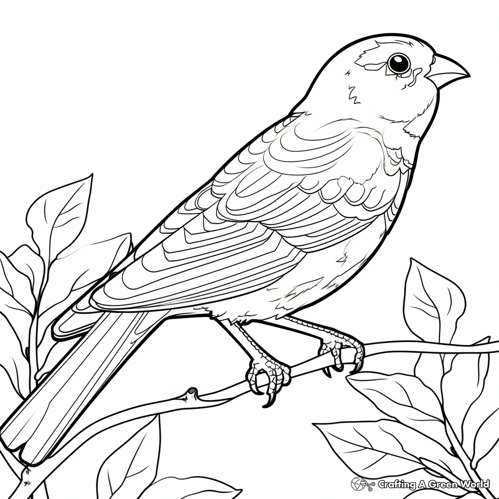 Vibrant American Goldfinch in Summer Coloring Pages 4