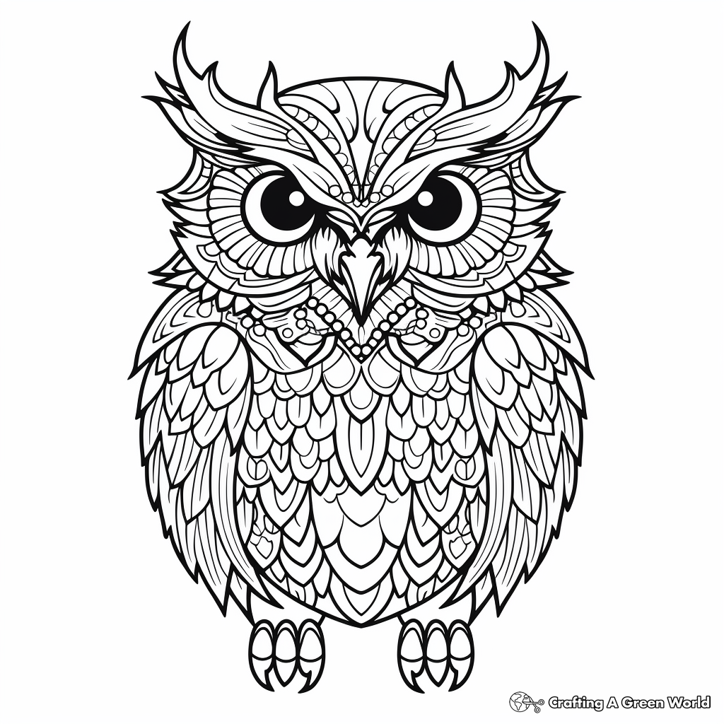 Vibrant Color Owl Coloring Pages for Adults 1