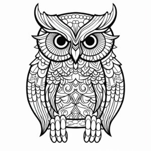 Vibrant Color Owl Coloring Pages for Adults 4