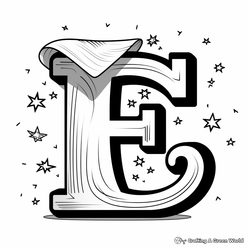 Vibrant E for Envelope Coloring Pages 1