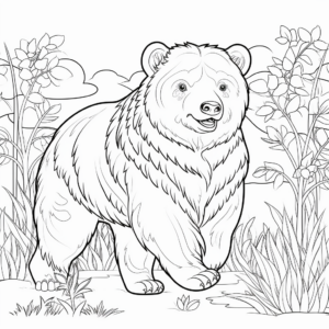 Vibrant Grizzly Bear Coloring Pages 1