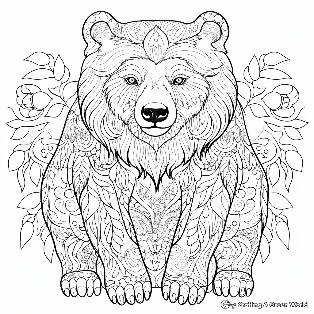 Vibrant Grizzly Bear Coloring Pages 3