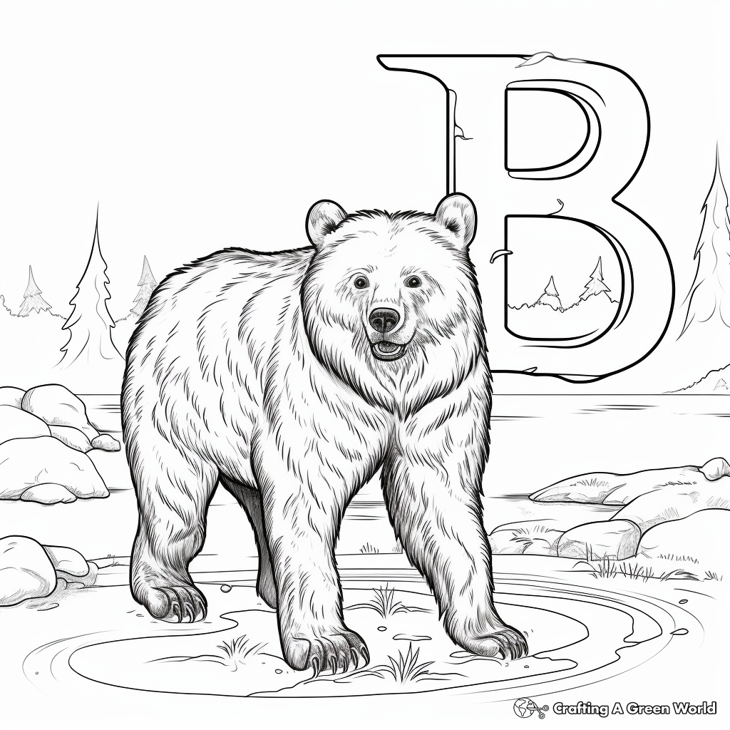 Vibrant Grizzly Bear Coloring Pages 4