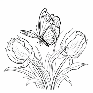 Vibrant Half Butterfly, Half Tulip Coloring Pages 1