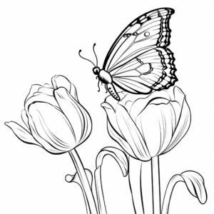Vibrant Half Butterfly, Half Tulip Coloring Pages 3