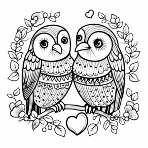 Vibrant Love Bird Coloring Pages for Advanced Colorists 1