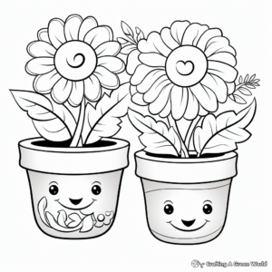 Vibrant Marigolds in a Pot Coloring Pages 1
