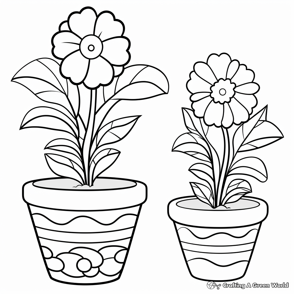 Vibrant Marigolds in a Pot Coloring Pages 2