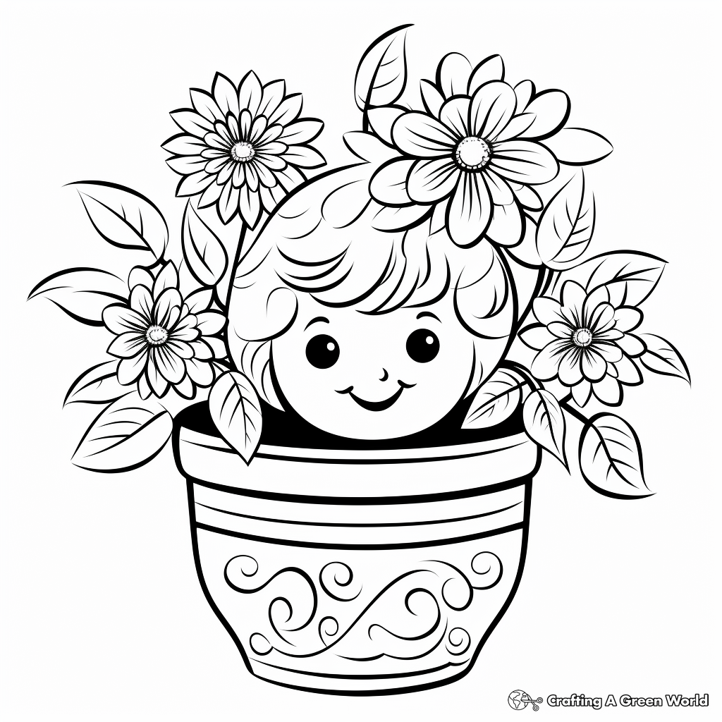 Vibrant Marigolds in a Pot Coloring Pages 4