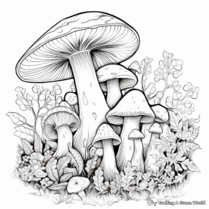 Vibrant Mushroom-Medley Coloring Pages 2