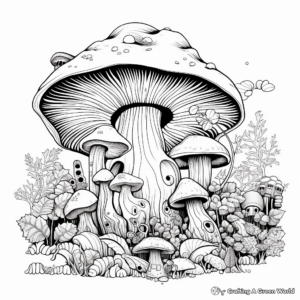 Vibrant Mushroom-Medley Coloring Pages 3