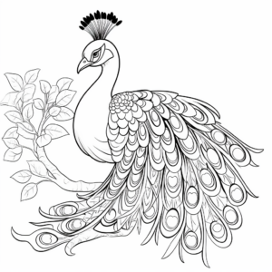 Vibrant Peacock Tail Coloring Pages 1