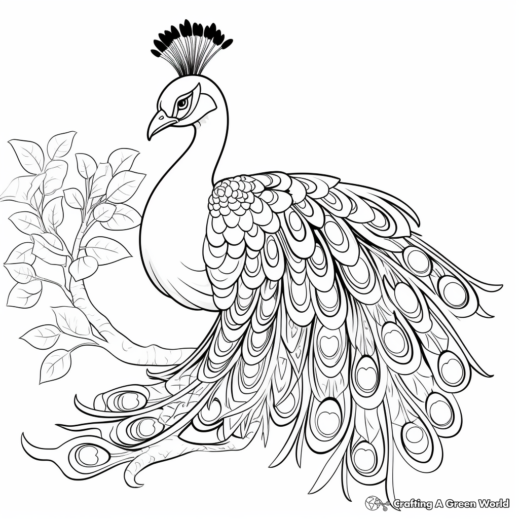 Vibrant Peacock Tail Coloring Pages 1