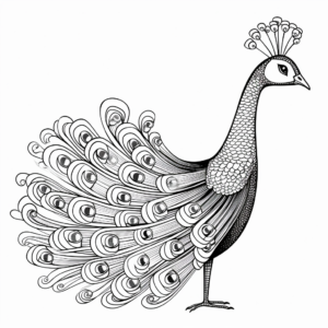 Vibrant Peacock Tail Coloring Pages 3