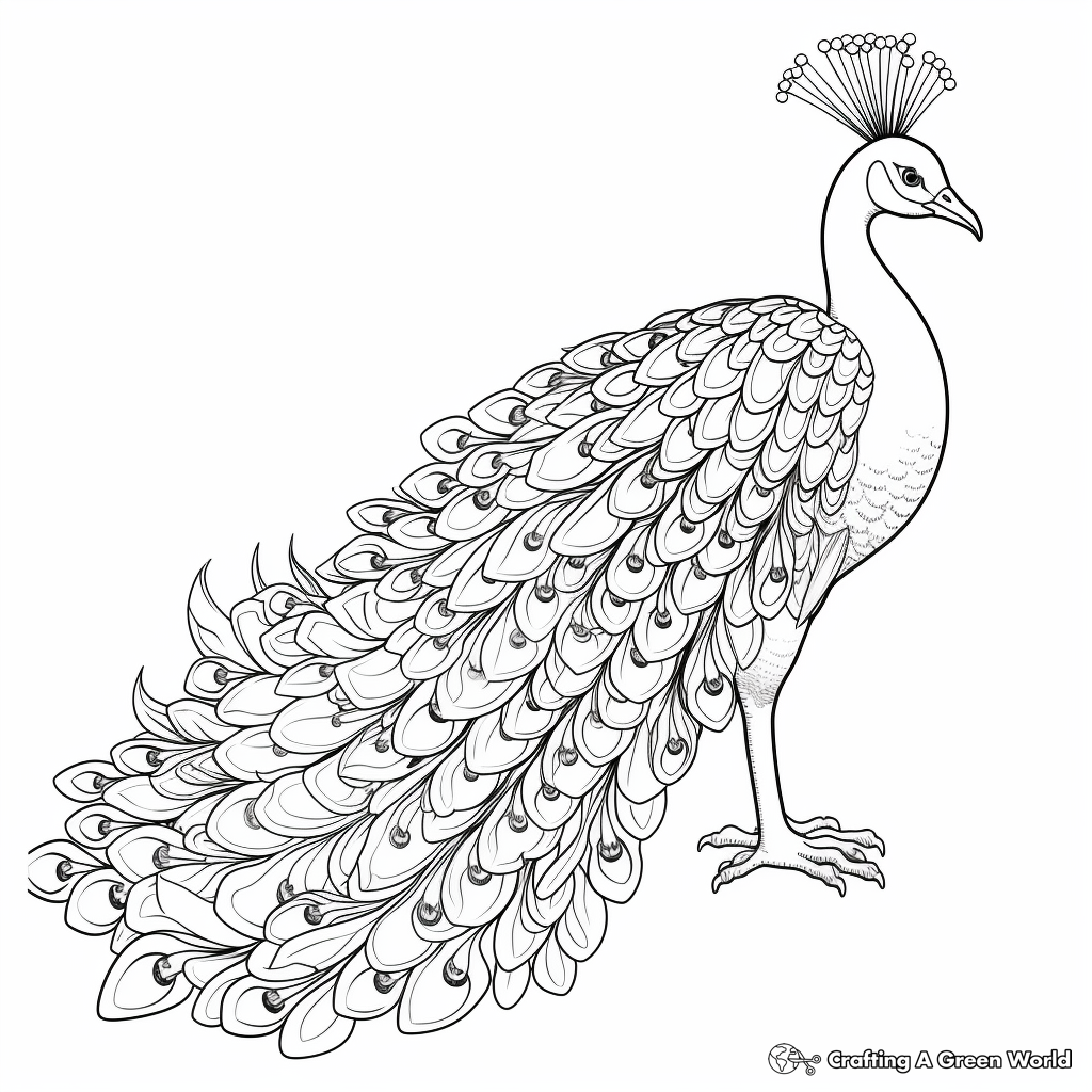 Vibrant Peacock Tail Coloring Pages 4