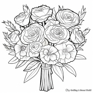 Vibrant Peony Bouquet Coloring Pages 1