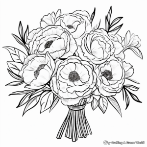 Vibrant Peony Bouquet Coloring Pages 3