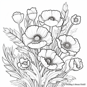 Vibrant Poppies Coloring Pages 2