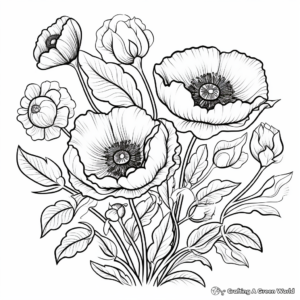 Vibrant Poppies Coloring Pages 3