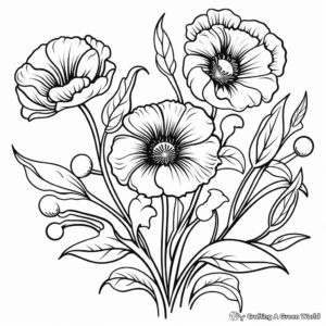 Vibrant Poppies Coloring Pages 4