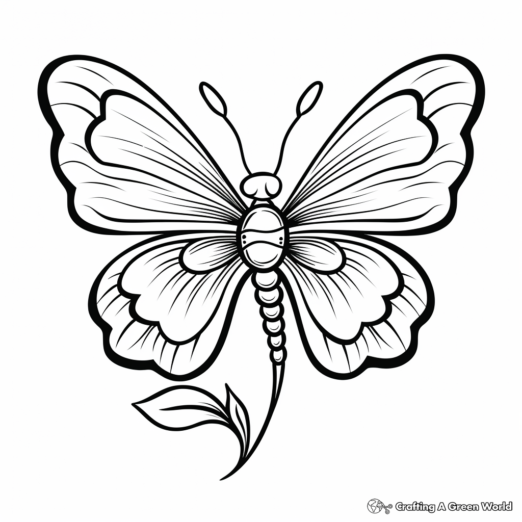 Vibrant Poppy and Butterfly Coloring Pages 4