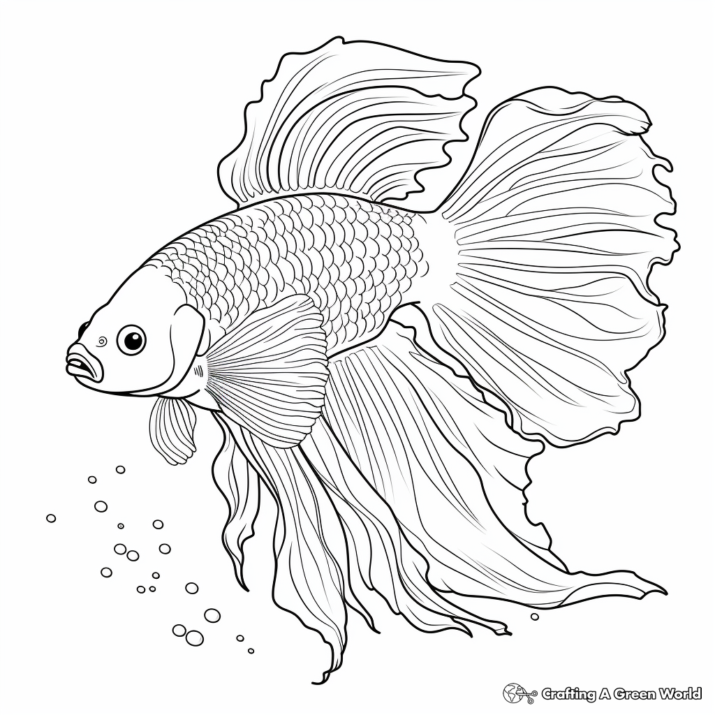 Vibrant Siamese Fighting Fish Coloring Pages 2