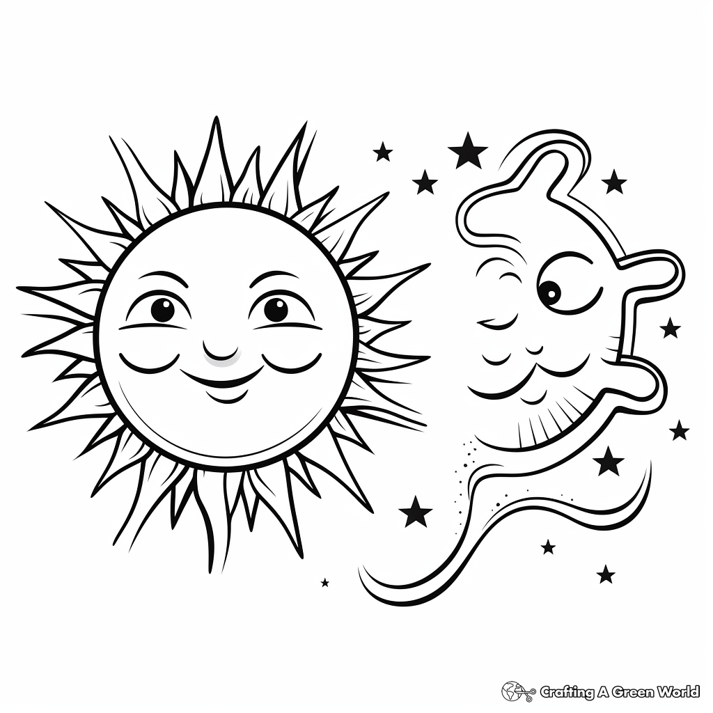 Vibrant Sun and Moon Coloring Pages 1