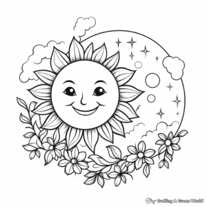 Vibrant Sun and Moon Coloring Pages 3