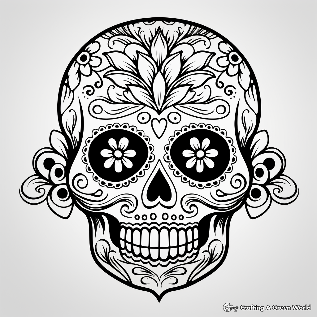 Vibrant Traditional Sugar Skull Coloring Pages 1