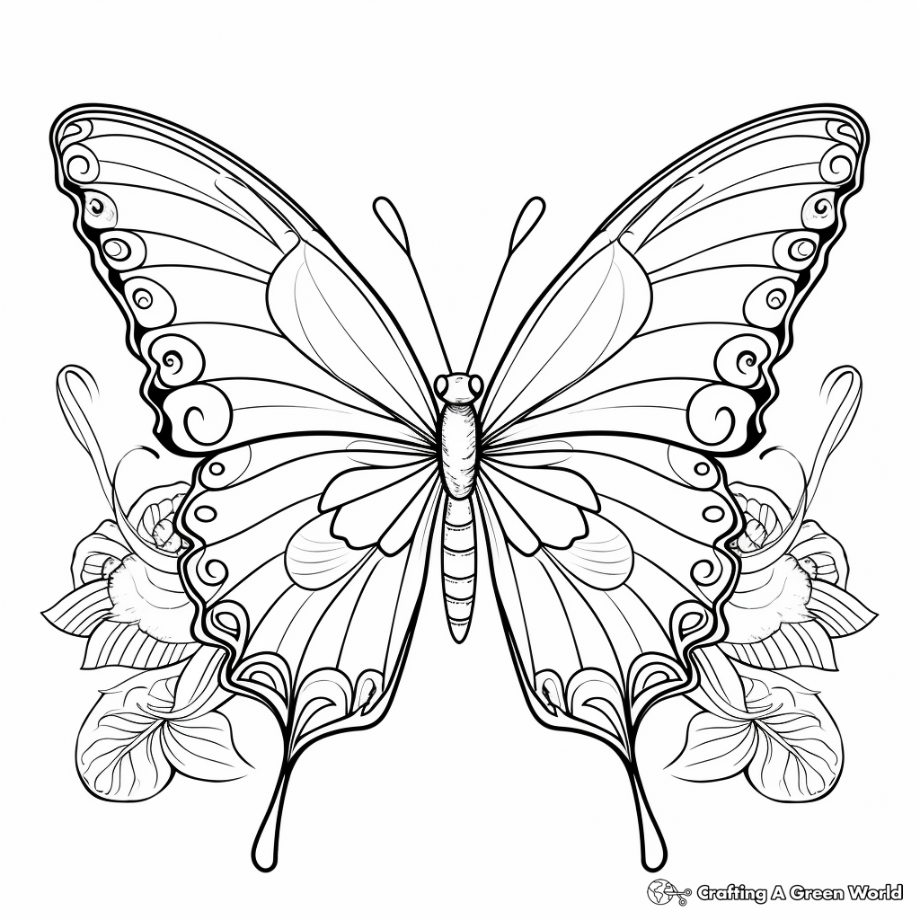Vibrant Tropical Butterfly Coloring Sheets 3
