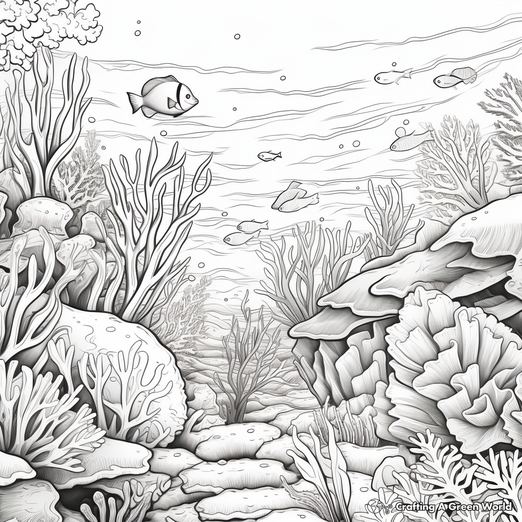 Vibrant Underwater Coral Reef Coloring Pages 2