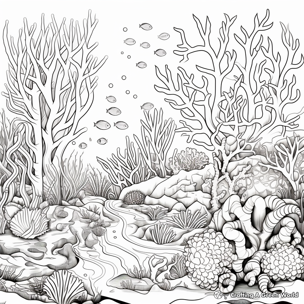 Vibrant Underwater Coral Reef Coloring Pages 3
