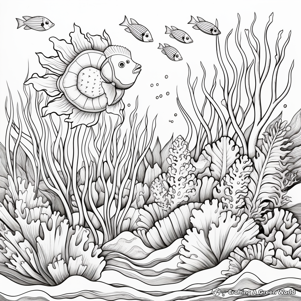 Vibrant Underwater Coral Reef Coloring Pages 4