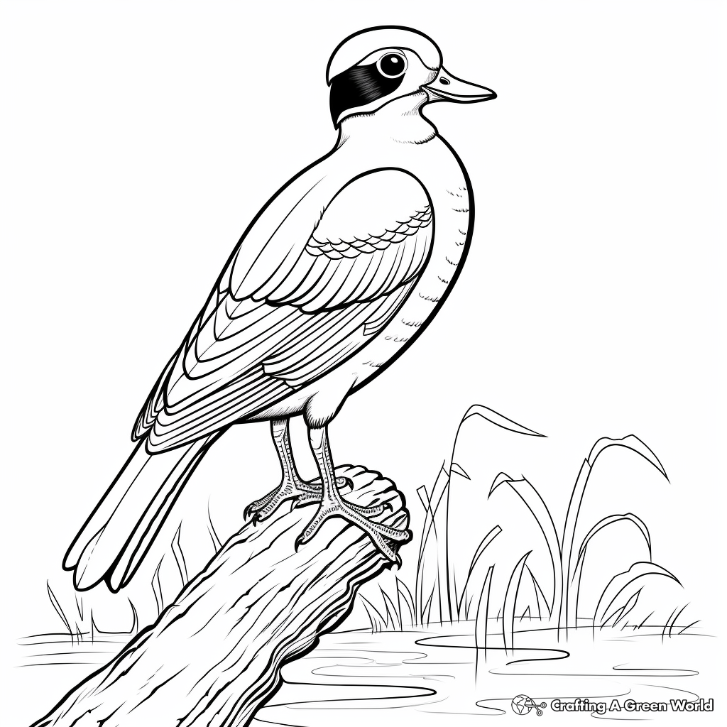 Vibrant Wood Duck in Action Coloring Pages 4