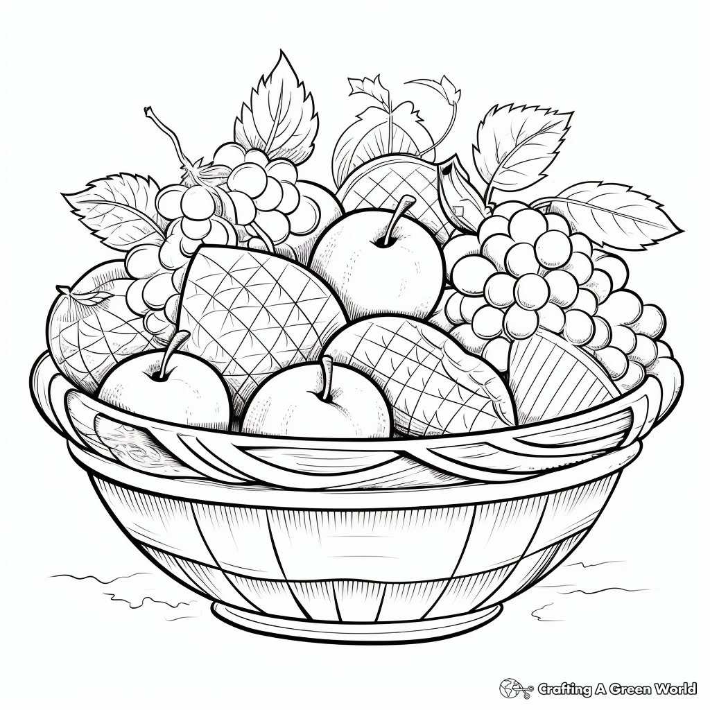 Vibrant, Lively Fruit Basket Coloring Pages for Artists 1
