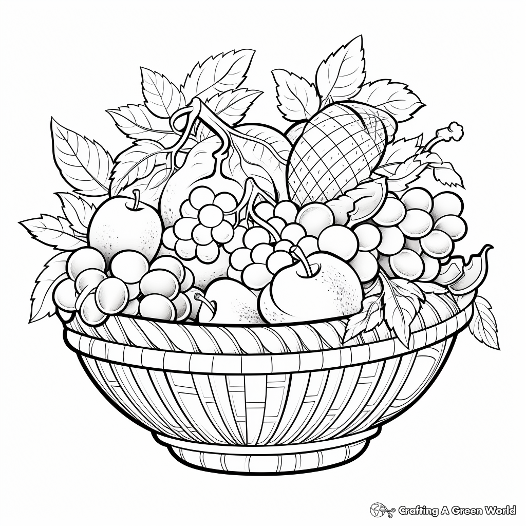 Vibrant, Lively Fruit Basket Coloring Pages for Artists 2