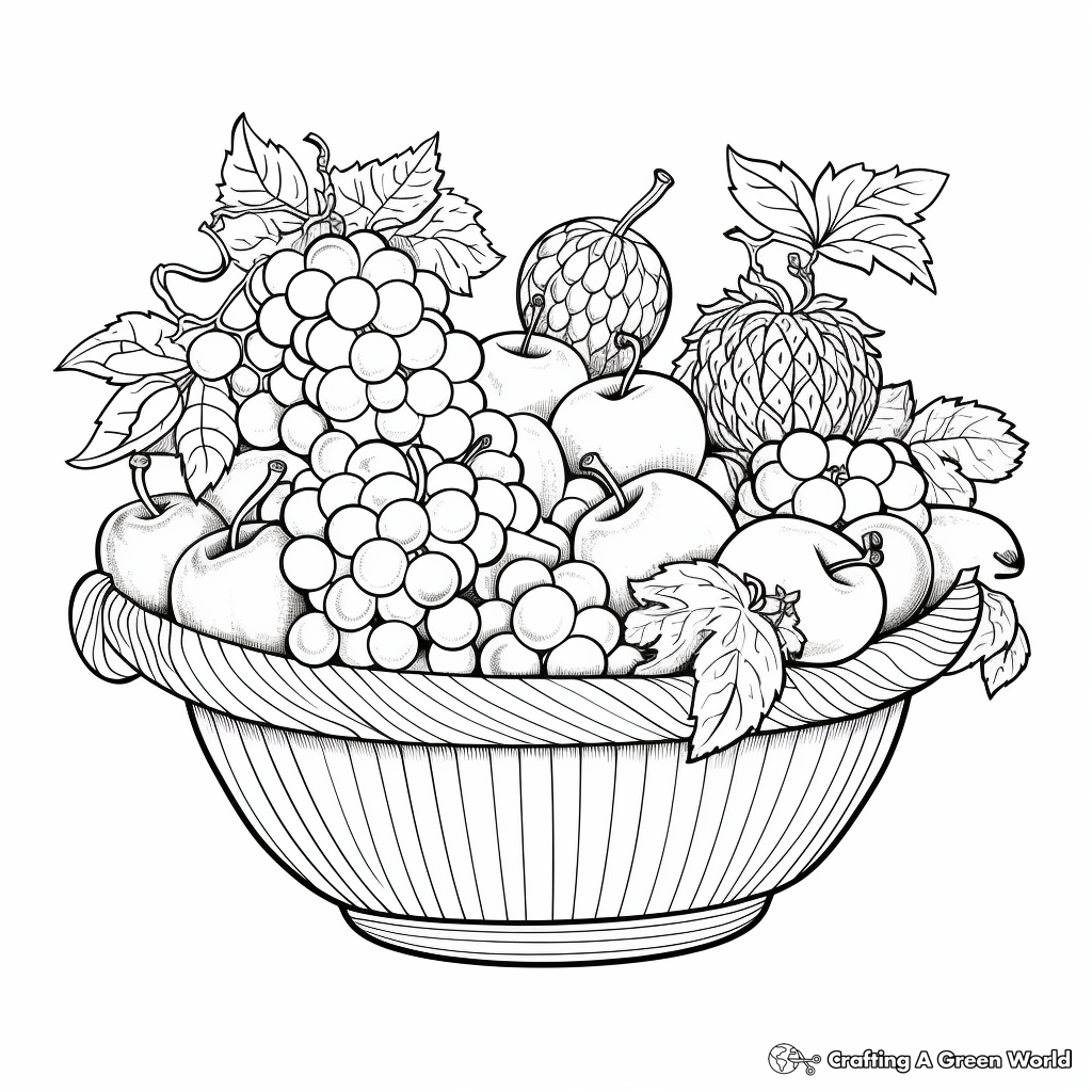 Vibrant, Lively Fruit Basket Coloring Pages for Artists 3