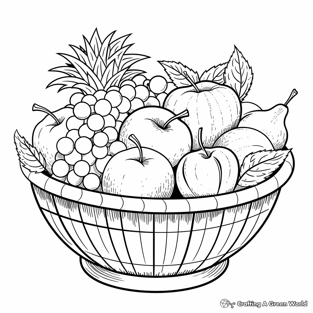Vibrant, Lively Fruit Basket Coloring Pages for Artists 4