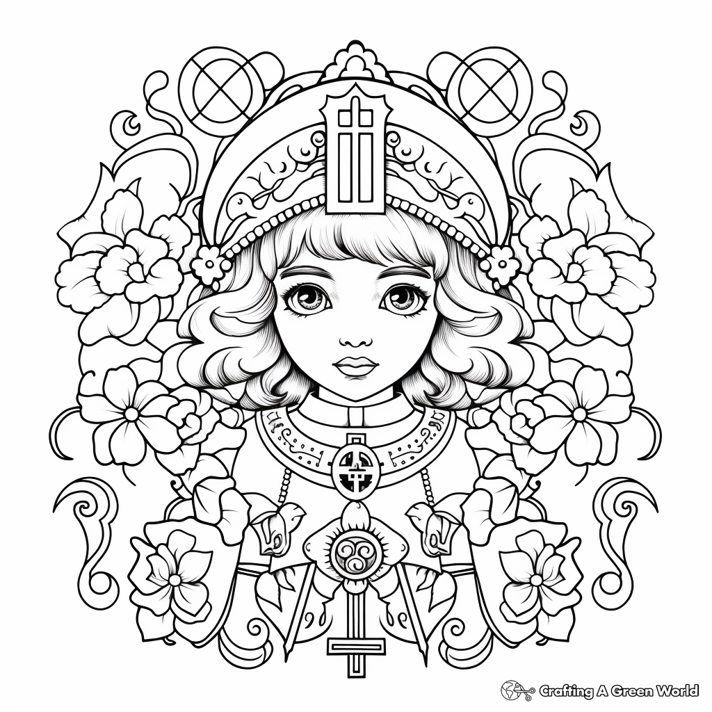 Victorian Cross Design Coloring Pages 3