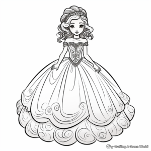Victorian Style Ball Gown Dress Coloring Sheets 2