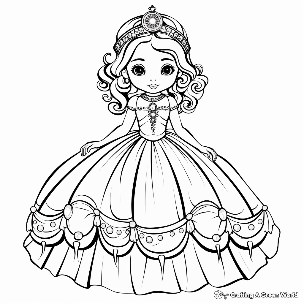 Victorian Style Ball Gown Dress Coloring Sheets 3